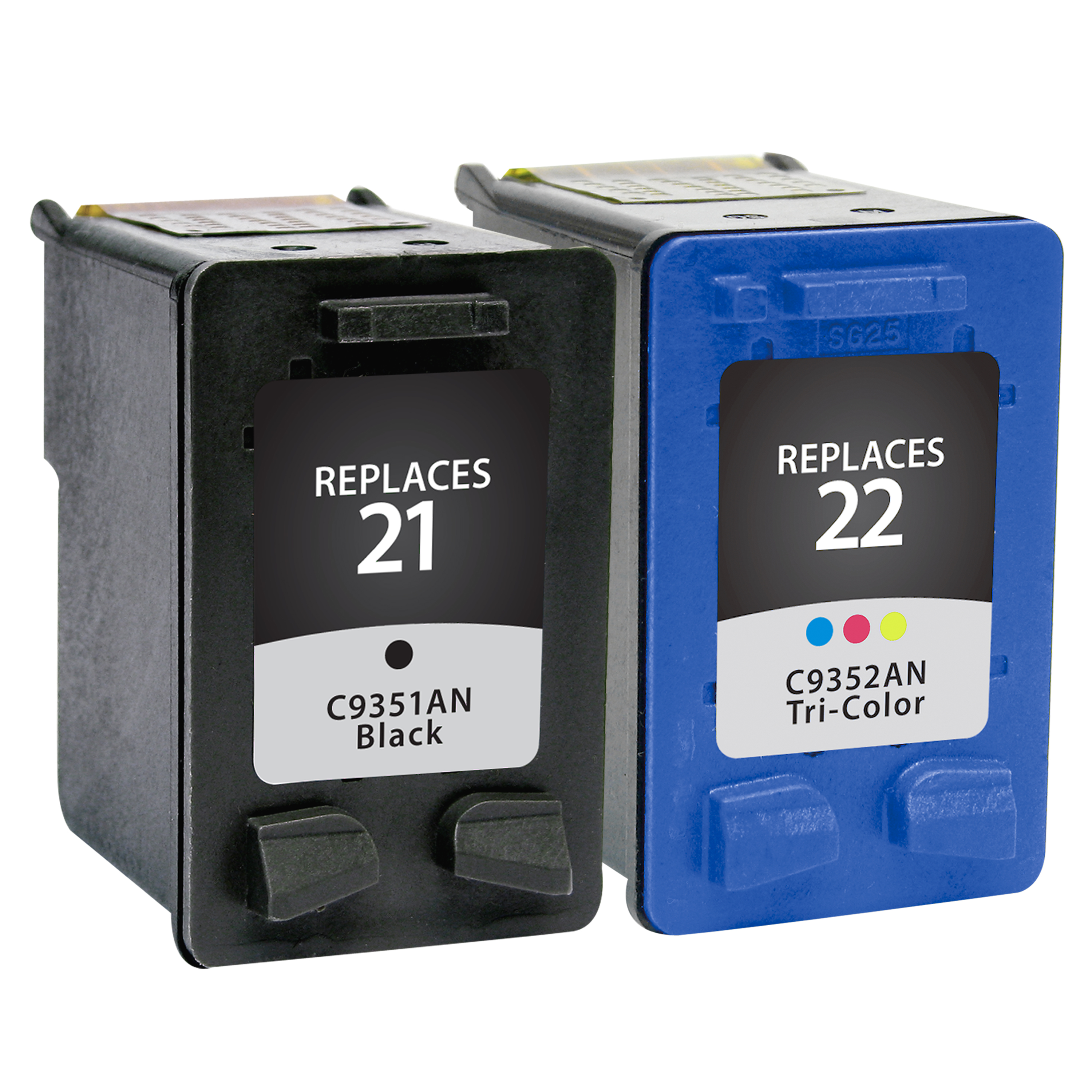 Picture of Clover Remanufactured Black, Tri-Color Ink Cartridges for HP 21/22 (C9509FN)