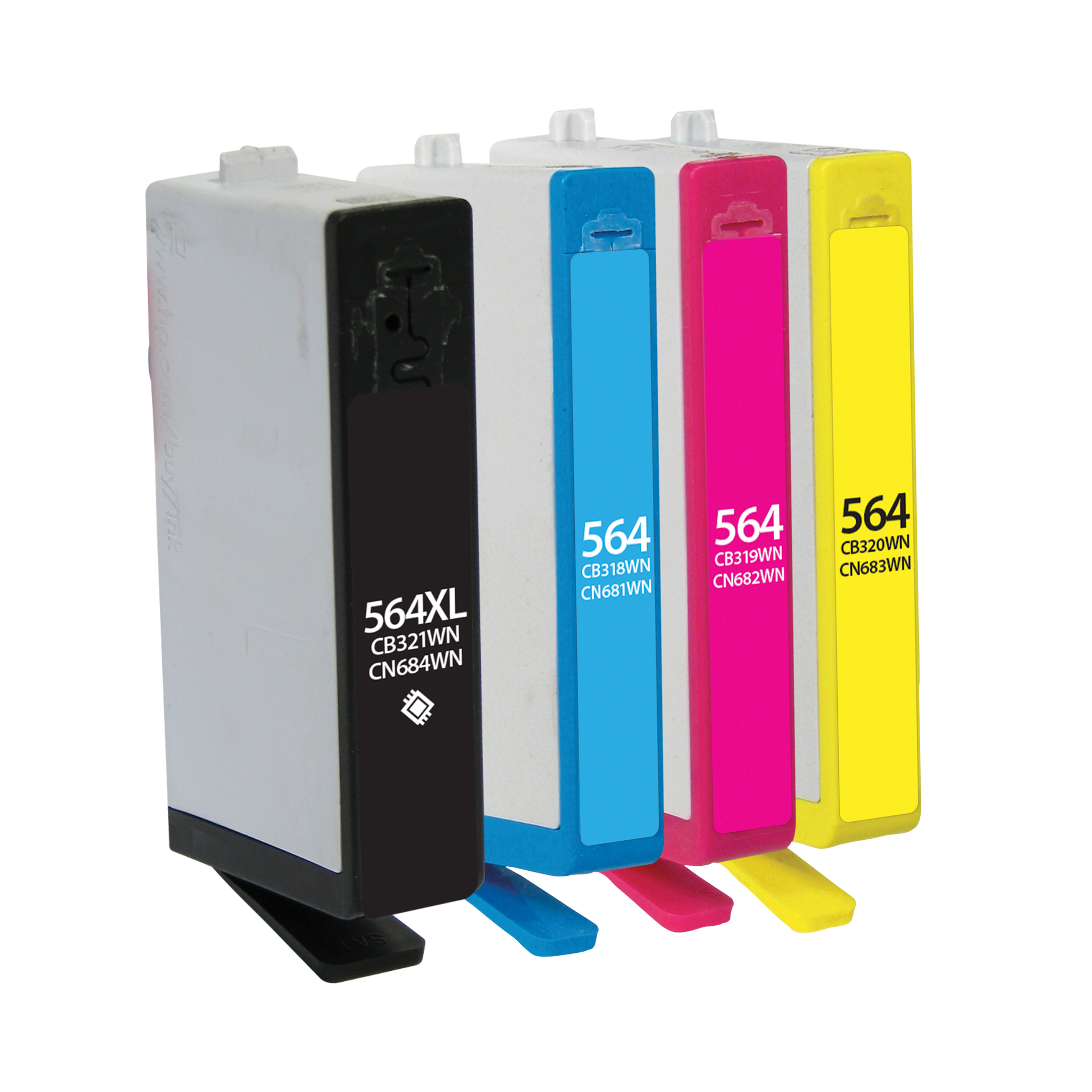 Picture of Black High Yield, Cyan, Magenta, Yellow Ink Cartridges for H