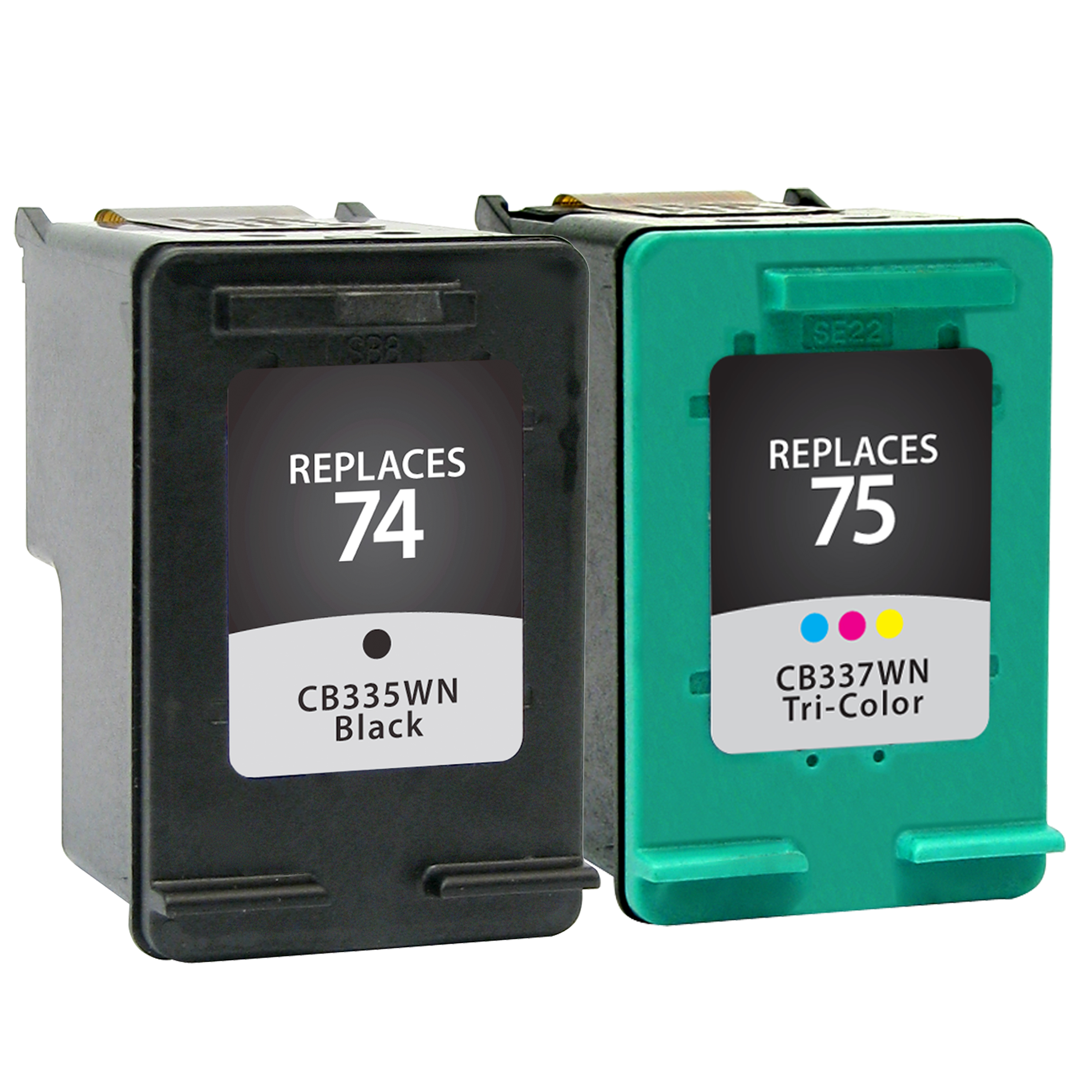 Picture of Clover Remanufactured Black, Tri-Color Ink Cartridges for HP 74/75 (CC659FN)