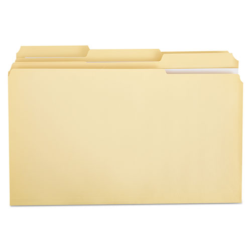 Picture of Top Tab Manila File Folders, 1/3-Cut Tabs, Assorted Positions, Legal Size, 11 pt. Manila, 100/Box
