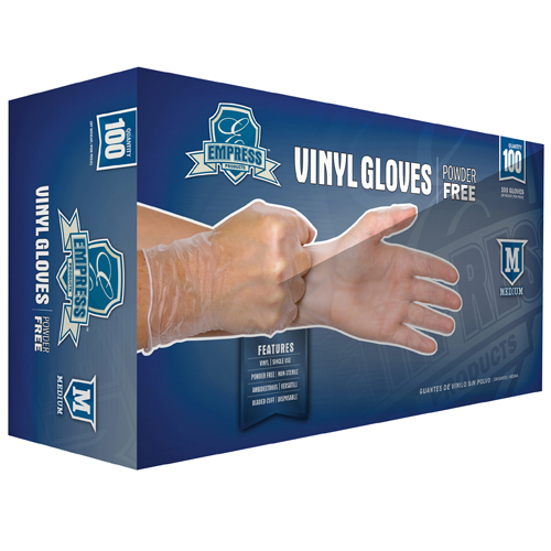 Picture of Premium Vinyl Powder-Free Gloves, Clear, Medium, 100 per box